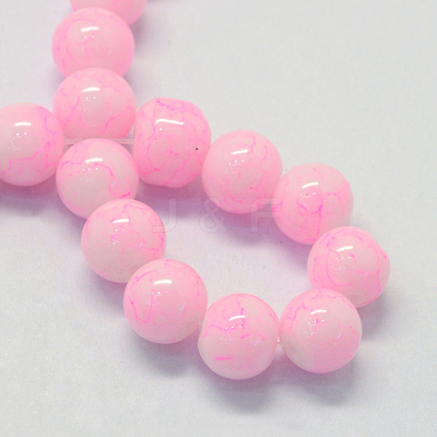 Baking Paint Glass Round Bead Strands X-DGLA-Q019-8mm-43-1