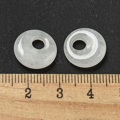 Natural White Jade Donut/Pi Disc Charms G-G142-02S-1