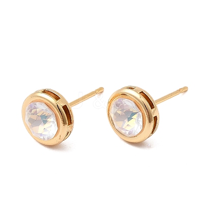 Brass Glass Stud Earrings EJEW-F391-05G-02-1
