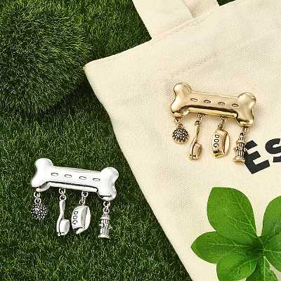 2Pcs 2 Colors Bone Zinc Alloy Lapel Pins for Backpack Clothes JEWB-CJ0003-14-1