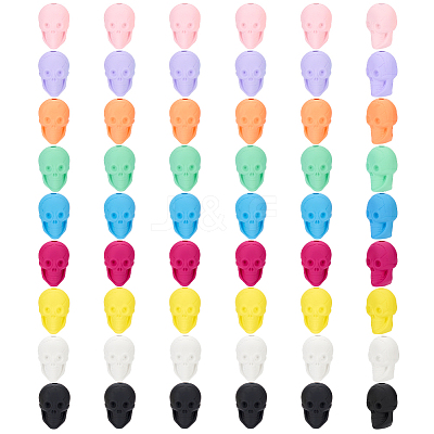 54Pcs 9 Colors Rubberized Style Opaque Acrylic Beads SACR-PH0002-38-1