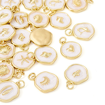 20Pcs 10 Styles Ocean Theme Brass Enamel Pendants KK-TA0002-04-1