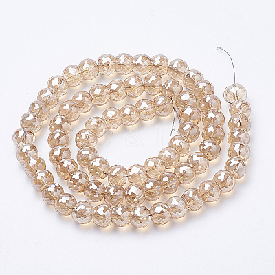 Electroplated Glass Beads Strands X-EGLA-Q092-8mm-A10-1