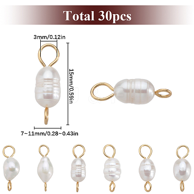 Natural Cultured Freshwater Pearl Potato Connector Charms PALLOY-SC00014-1