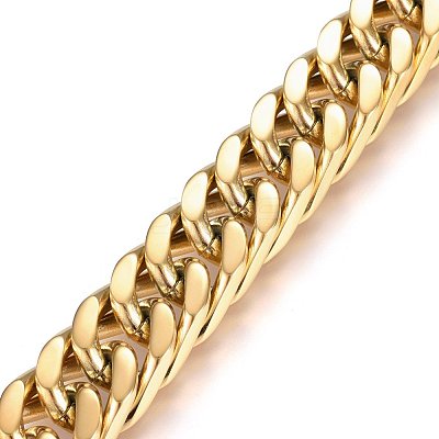 304 Stainless Steel Curb Chain Bracelets BJEW-E346-10G-1