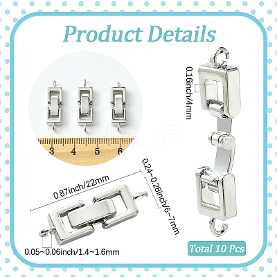 10Pcs Rack Plating Brass Fold Over Clasps KK-SC0006-67P-1