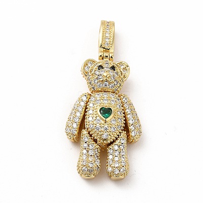 Rack Plating Brass Micro Pave Cubic Zirconia Pendants KK-G456-24G-1