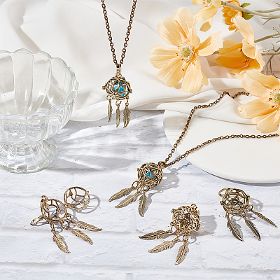 6Pcs 6 Styles Hollow Brass Bead Cage Big Pendants FIND-SC0014-10AB-1