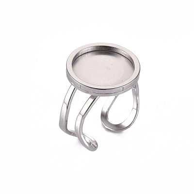 Non-Tarnish 201 Stainless Steel Cuff Pad Ring Settings X-STAS-S080-040C-P-1