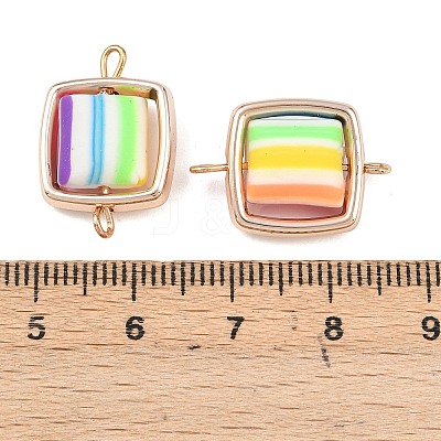 CCB Plastic Frame with Polymer Clay Beads Square Links Connector Charms KK-D103-04G-1