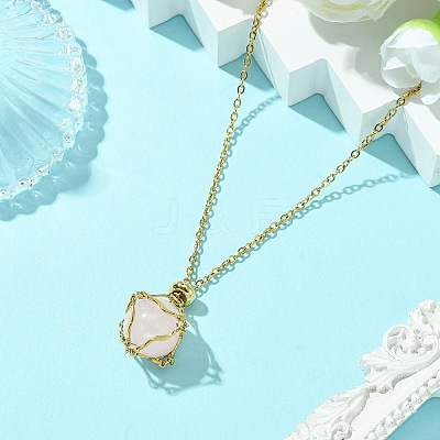 Crystal Cage Holder Necklace NJEW-JN04603-02-1