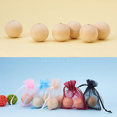 Round Unfinished Wood Beads WOOD-PH0008-10-1