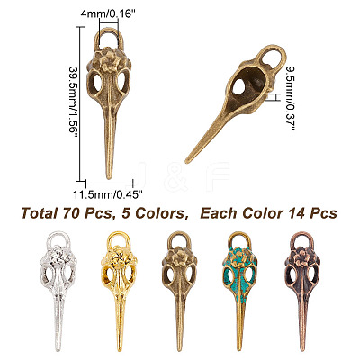 70Pcs 5 Colors Tibetan Style Alloy Pendants FIND-PH0009-19-1