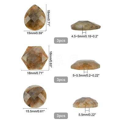 9Pcs 3 Style Natural Labradorite Cabochons G-FH0001-27-1