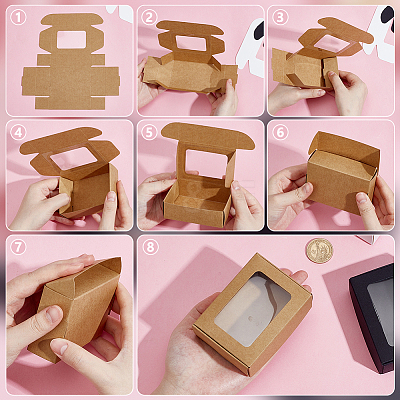 Foldable Creative Kraft Paper Mailer Boxes with Visible Window CON-WH0113-08A-01-1