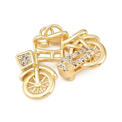 Brass Micro Pave Clear Cubic Zirconia Pendants KK-G544-03G-02-1