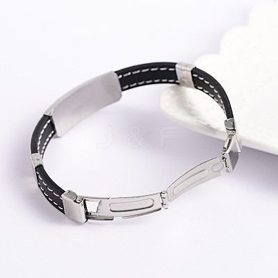 Trendy Unisex PU Leather Cord Bracelets BJEW-E260-05P-1