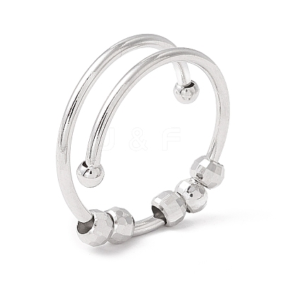 Brass Rotating Beaded Open Cuff Ring LS-RJEW-H102-02P-1