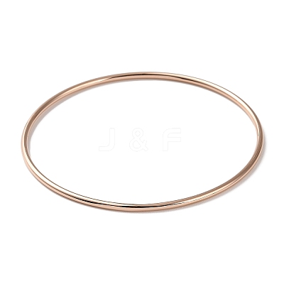 Ion Plating(IP) 304 Stainless Steel Simple Plain Bangle for Women BJEW-F461-01B-RG-1