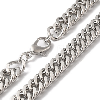Iron Cuban Link Chain Necklaces for Women Men NJEW-A028-01A-P-1
