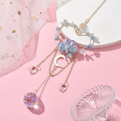 Natural Aquamarine Chip Beads with Brass Finding Pendant Decorations HJEW-JM01815-01-1