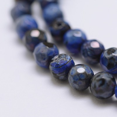 Faceted Natural Fire Crackle Agate Beads Strands X-G-F447-4mm-A19-1