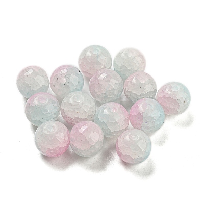 Transparent Spray Painting Crackle Glass Beads GLAA-L046-01A-03-1