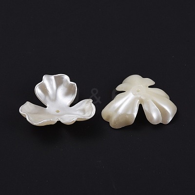 3-Petal Flower ABS Plastic Imitation Pearl Bead Caps X-OACR-R016-05-1