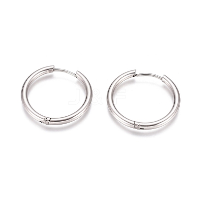 Tarnish Resistant 304 Stainless Steel Huggie Hoop Earrings EJEW-G272-01-20mm-P-1