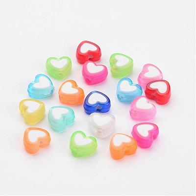 Transparent Heart Acrylic Beads X-TACR-S117-M-1