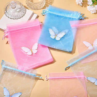 20Pcs 2 Colors Organza Drawstring Bags OP-TA0001-10-1