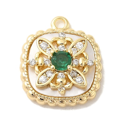 Brass Micro Pave Clear Cubic Zirconia Charms KK-Z073-26G-1