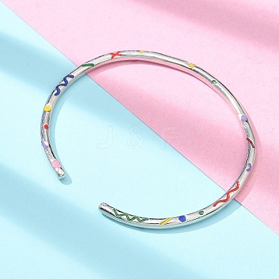 Brass Open Cuff Bangles for Women BJEW-G736-12P-03-1
