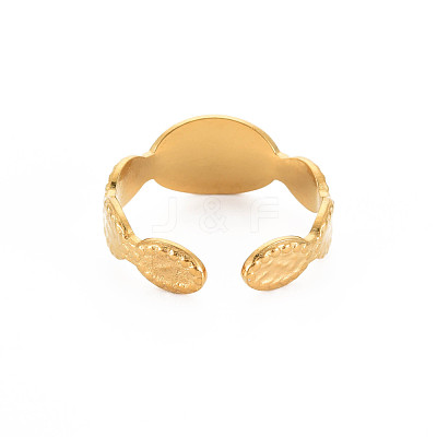 Ion Plating(IP) 304 Stainless Steel Open Cuff Finger Ring Cabochon Settings STAS-S119-161G-1