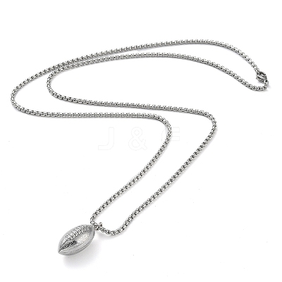 Non-Tarnish 304 Stainless Steel Rugby Pendant Necklaces NJEW-Z023-02P-1