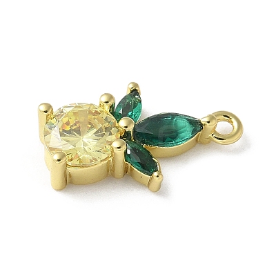 Brass Micro Pave Cubic Zirconia Pendants KK-P290-02C-G-1