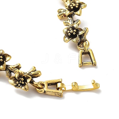 Vintage Alloy Flower Link Chain Bracelet for Women BJEW-A140-02AG-1