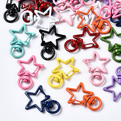 Spray Painted Eco-Friendly Alloy Swivel Snap Hooks Clasps PALLOY-T080-14-NR-1