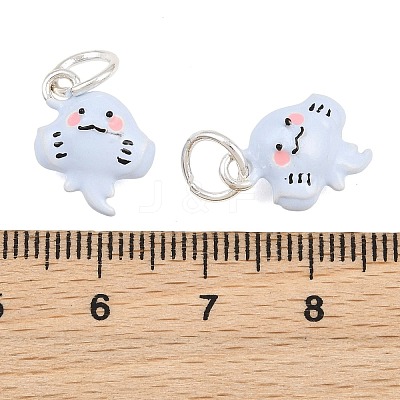 Alloy with Light Sky Blue Enamel Pendants AL-CBA415D-39S-1