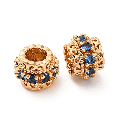 Brass Micro Pave Cubic Zirconia European Beads KK-H513-06G-1