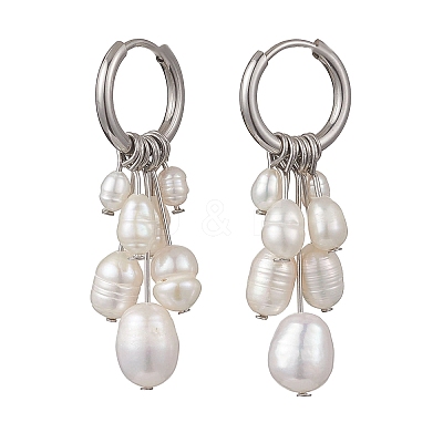 Rice Natural Pearl Hoop Earrings EJEW-JE06933-02-1