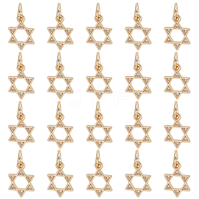 20Pcs Brass Micro Pave Clear Cubic Zirconia Charms KK-BC0015-34G-1