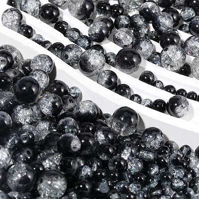 450Pcs 4 Styles Spray Painted Crackle Glass Beads CCG-PA0001-09C-1