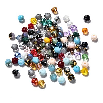 Faceted Rondelle Electroplate Glass Beads Strands EGLA-X0003-8x6mm-1