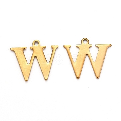 Ion Plating(IP) 304 Stainless Steel Alphabet Charms STAS-H122-W-G-1