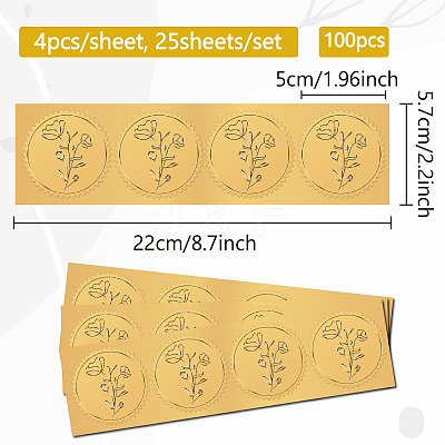 Plastic Self Adhesive Gold Foil Embossed Stickers DIY-WH0575-008-1