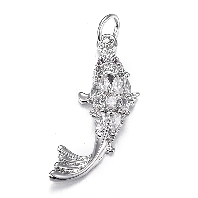 Brass Micro Clear Cubic Zirconia Pendants ZIRC-F120-044P-1