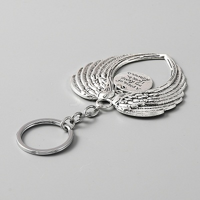 Valentine's Day Big Wing Tibetan Style Alloy Pendant Keychain KEYC-WH0024-27AS-1