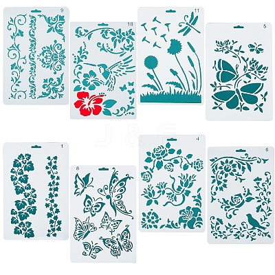 8Pcs 8 Style Plastic Drawing Painting Stencils Templates DIY-GF0004-82-1