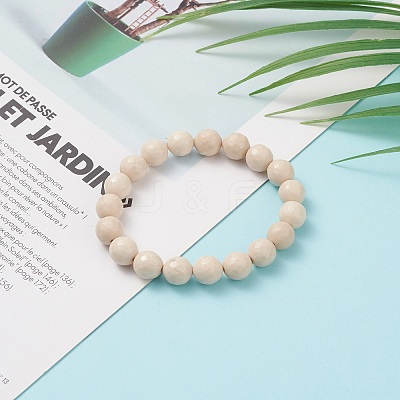 Natural Fossil Bead Stretch Bracelets BJEW-K212-C-015-1